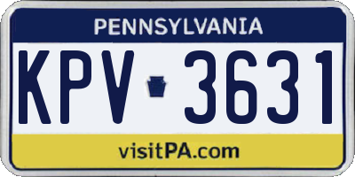 PA license plate KPV3631