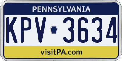 PA license plate KPV3634