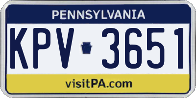 PA license plate KPV3651