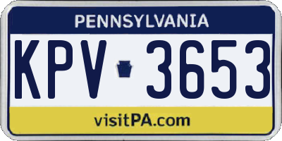 PA license plate KPV3653