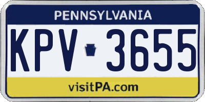 PA license plate KPV3655