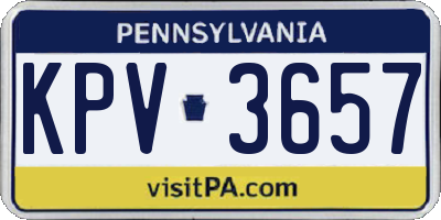 PA license plate KPV3657