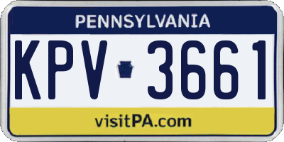PA license plate KPV3661