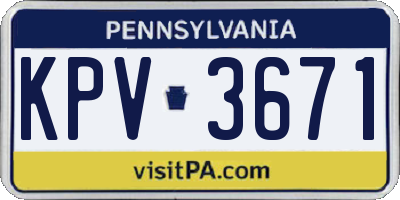 PA license plate KPV3671