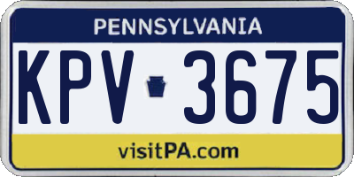 PA license plate KPV3675