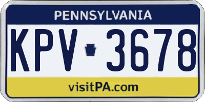 PA license plate KPV3678