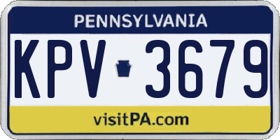 PA license plate KPV3679