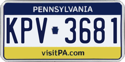 PA license plate KPV3681