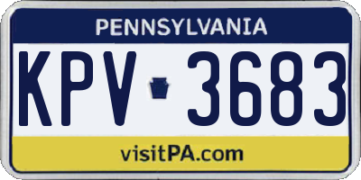 PA license plate KPV3683
