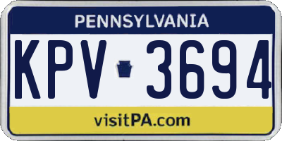 PA license plate KPV3694