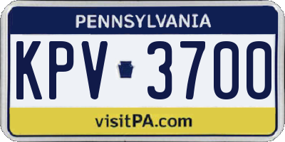PA license plate KPV3700