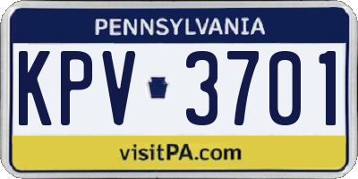 PA license plate KPV3701