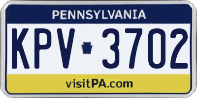 PA license plate KPV3702