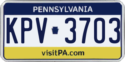 PA license plate KPV3703