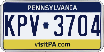 PA license plate KPV3704