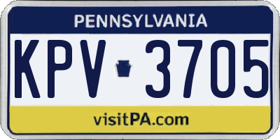 PA license plate KPV3705