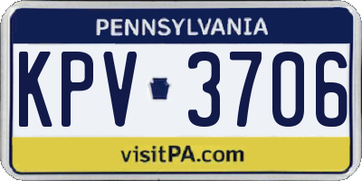 PA license plate KPV3706