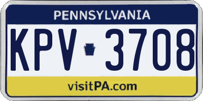 PA license plate KPV3708