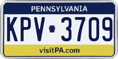 PA license plate KPV3709