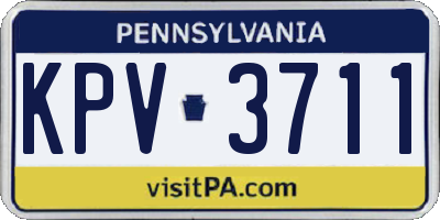 PA license plate KPV3711