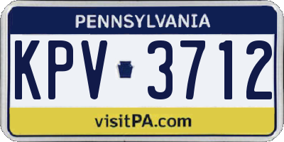 PA license plate KPV3712