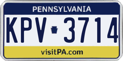 PA license plate KPV3714