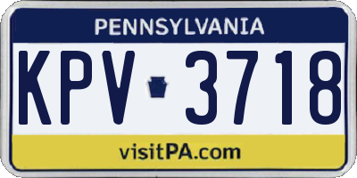 PA license plate KPV3718