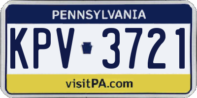 PA license plate KPV3721