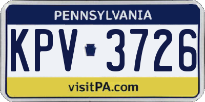 PA license plate KPV3726