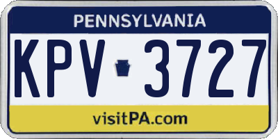 PA license plate KPV3727