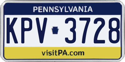 PA license plate KPV3728