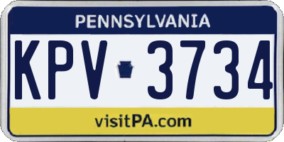 PA license plate KPV3734