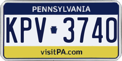 PA license plate KPV3740