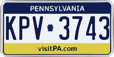 PA license plate KPV3743
