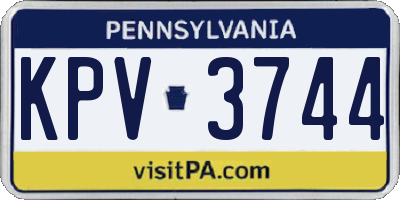 PA license plate KPV3744