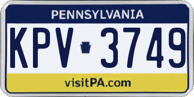 PA license plate KPV3749