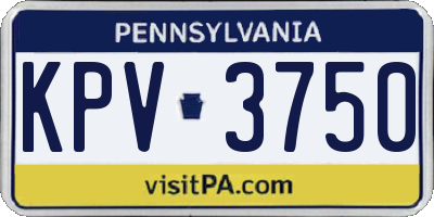 PA license plate KPV3750