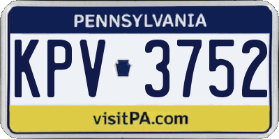 PA license plate KPV3752