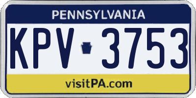 PA license plate KPV3753