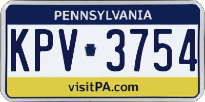 PA license plate KPV3754