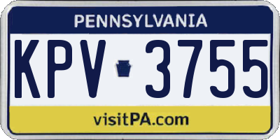 PA license plate KPV3755