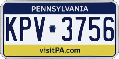 PA license plate KPV3756