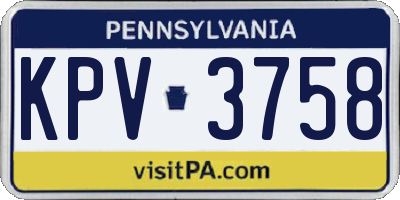PA license plate KPV3758