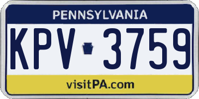 PA license plate KPV3759