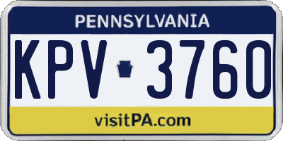 PA license plate KPV3760