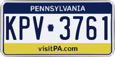PA license plate KPV3761