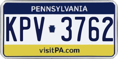 PA license plate KPV3762