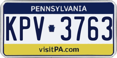 PA license plate KPV3763