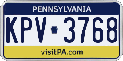 PA license plate KPV3768