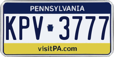 PA license plate KPV3777